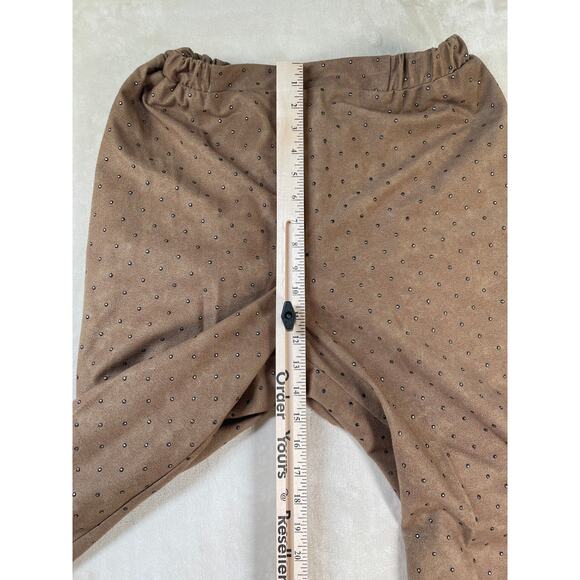 Vintage Caramel Studded Set Satin Lined Bomber Jacket Stretch Pant Suit M - Picture 8 of 16